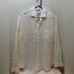 Ledbury shirtmaker fine Shirt white 100% linen size 16/36